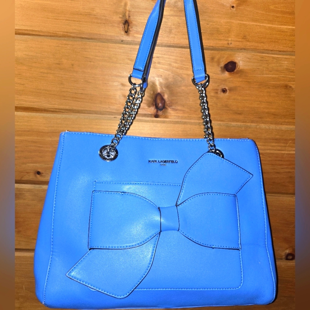 Karl Lagerfeld Sky Blue Bow Shoulder Bag